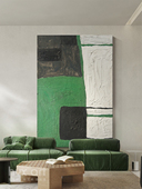 饰画玄关挂画 现代清新抽象画客厅绿色背景装 HYX.手绘油画 青云