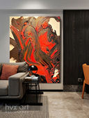 饰画入户玄关挂画 简约现代抽象画客厅轻奢装 HYX.手绘油画 炽热