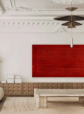 HYX.手绘油画《赤韵纹理》红色抽象肌理画客厅背景装饰画卧室挂画