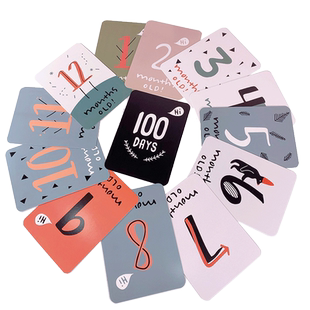 ins宝宝出生月份天数成长纪念卡片百天生日宝妈怀孕周数拍照道具