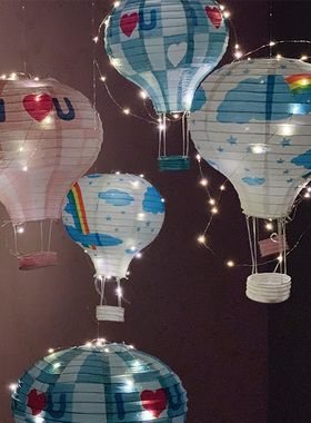 网红悬空发光热气球活动场景派对装饰布置卡通热气球挂饰吊饰带灯