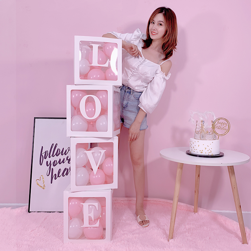 网红透明气球盒子BABY LOVE盒周岁生日派对装饰结婚婚房创意布置