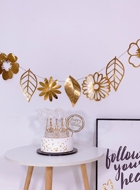 网红生日123一周岁男女孩子儿童宝宝派对装饰场景背景墙布置拉旗