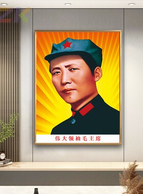 毛主席像壁挂画毛爷爷青年大厅装饰画客厅玄关铝合金框壁挂画墙y3