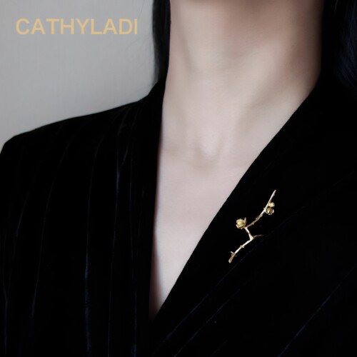 CATHYLADI轻奢胸针孤芳腊梅花枝中国风新中式精致送女士生日礼物