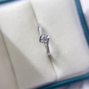 18K白金钻戒30分10分天使之吻莫桑戒指PT950铂金指环戒托空托定制