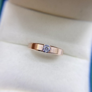 18K金30分男戒戒指玫瑰金空托定制拉丝磨砂工艺光圈戒子定做铂金