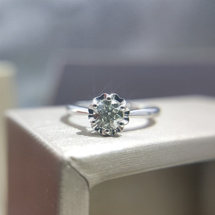 18K金花瓣钻石戒指40分莫桑钻戒托空托显钻戒指紫金戒指首饰镶嵌