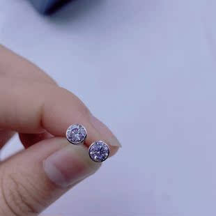 18K金钻石耳钉定制30分莫桑钻石耳钉托空托镶嵌耳饰定做首饰加工