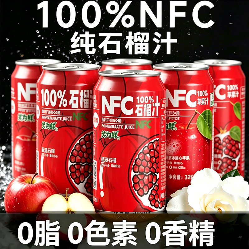 100%NFC苹果汁石榴汁纯果汁火锅烧烤聚会0无添加饮料礼盒整箱灌装