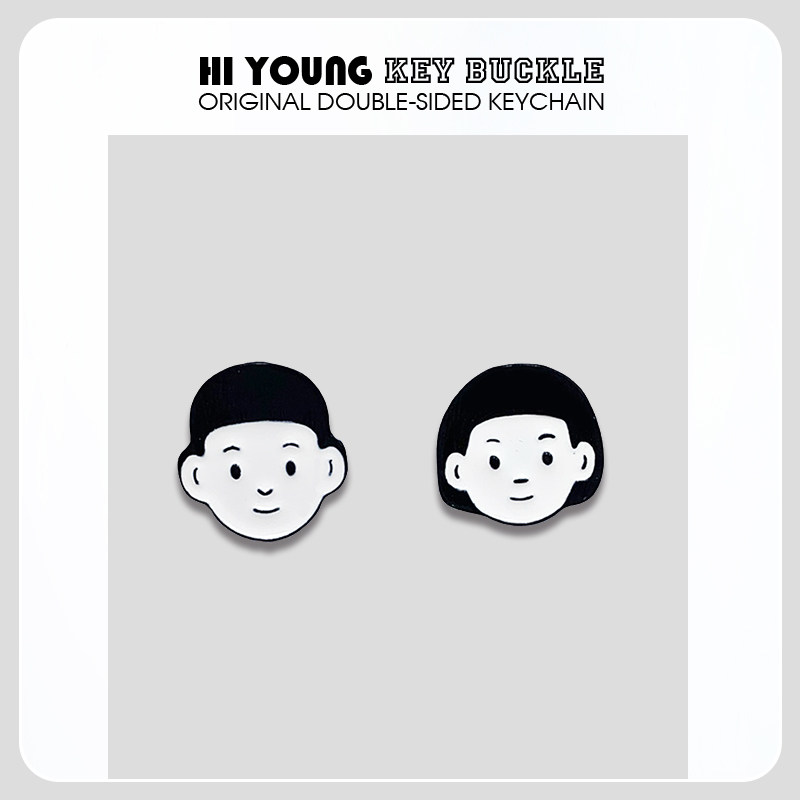 「冷淡脸」你好青年日系黑白卡通男女头像个性胸针小众包饰酷单品