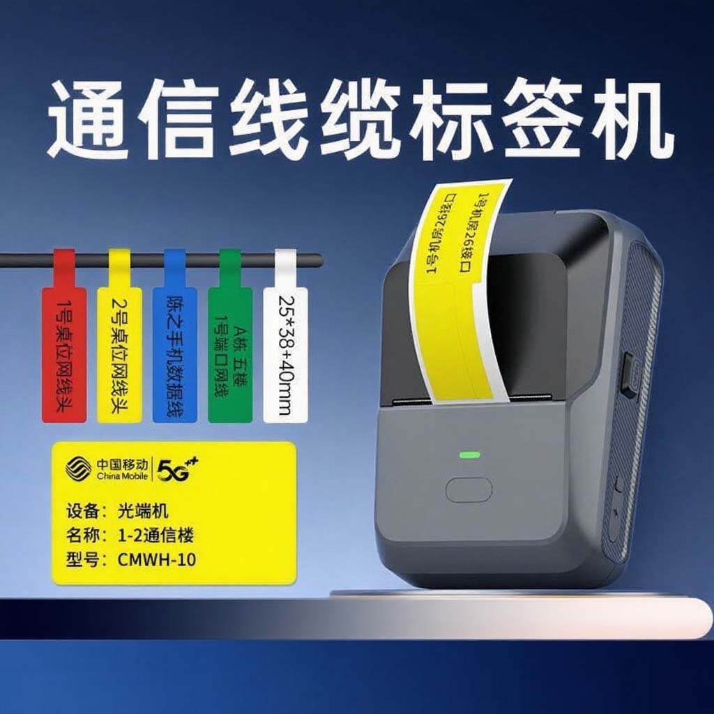 启恩热敏标签打印机便携式蓝牙手持标签机机房工程p型刀型网线标签机通讯线缆不干胶标签机小型光纤尾纤
