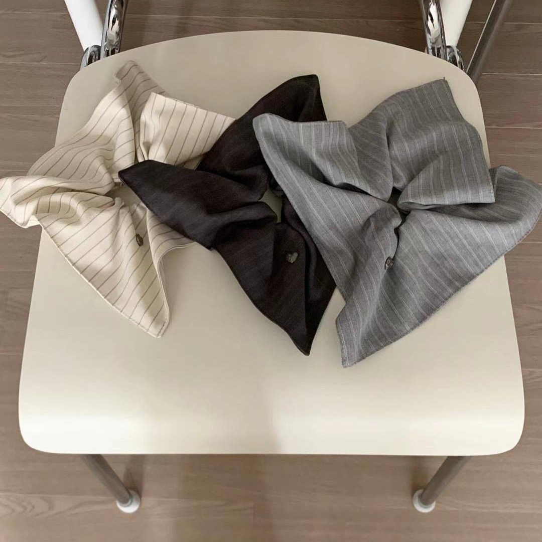 韩代earlobe爆款 条纹方巾发圈低马尾法式优雅大肠发绳格雷风ins