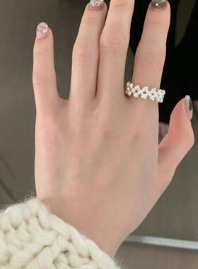 earlobe韩代 多层小球缠绕设计感开口戒珠子银球ins风冷淡风戒指