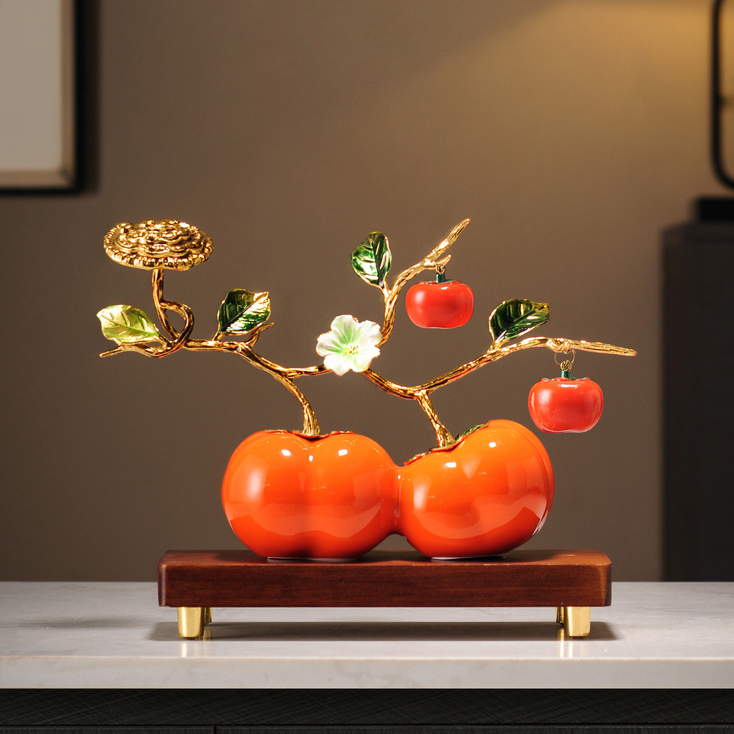 新中式事事如意柿子摆件家居饰品客厅玄关乔迁新居礼品酒柜装饰,家居饰品,装饰摆件,淘宝优惠券,粉丝福利购,淘宝优惠卷