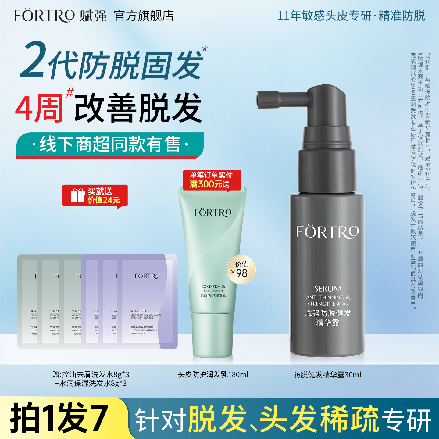 海德老师推荐Fortro赋强防脱发精华液头皮护理女男固发头皮精华液