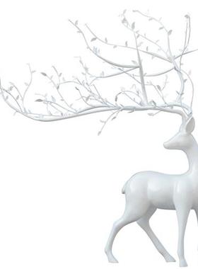 不锈钢梅花鹿雕塑现代酒店大堂艺术大角鹿摆件售楼部婚庆动物装饰