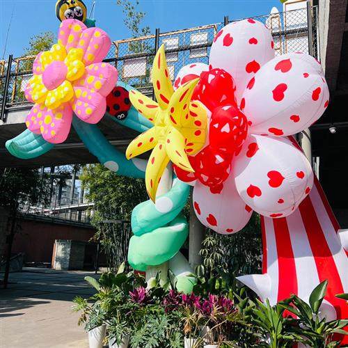 定制发光户外充气植物花朵气模定做大型商场美陈仿真向日葵感应花