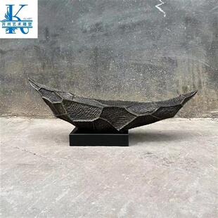 大型抽象玻璃钢船造型雕塑落地摆件售楼处营销会展中心艺术软装品