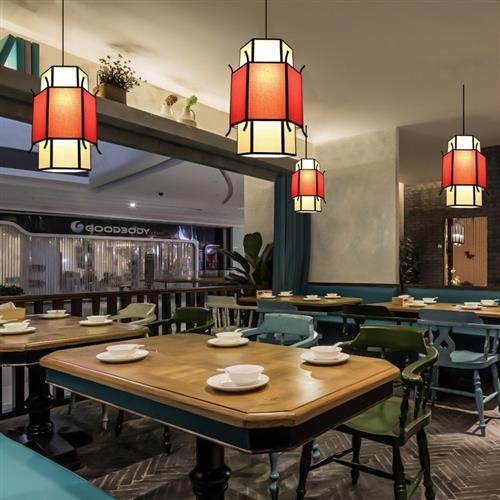 新中式火锅店铁艺吊灯咖啡厅仿古茶楼酒店异型羊皮灯笼中国风