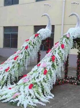 大型仿真花艺孔雀户外花园婚礼装饰房地产别墅园林景观玻璃钢雕塑