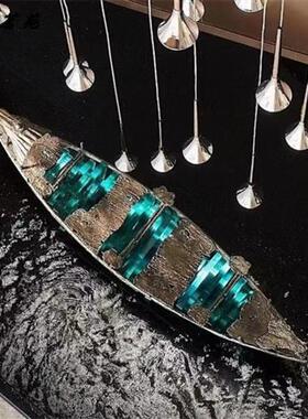 创意镂空小船古铜色透明亚克力家居饰品摆件商业售楼处大型雕塑