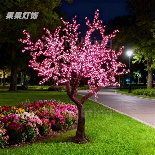 led仿真杆樱花桃花树灯led发光树灯led户外灯景观庭院草坪灯树