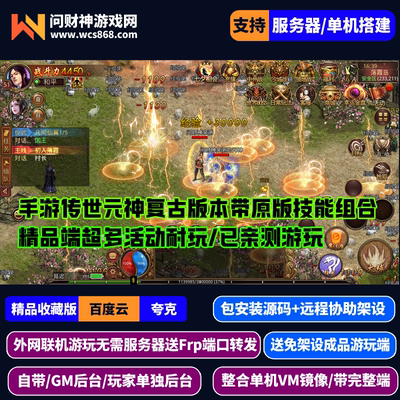手游传奇世界复古传世带元神源码端/支持单机局域网/外网原版技能