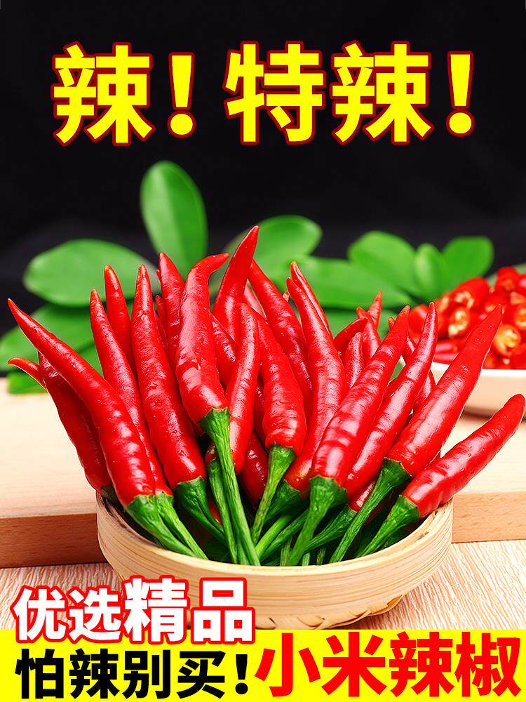 新鲜小米辣椒5斤装现摘农家自种朝天红椒特辣薄皮土红辣椒指天椒3