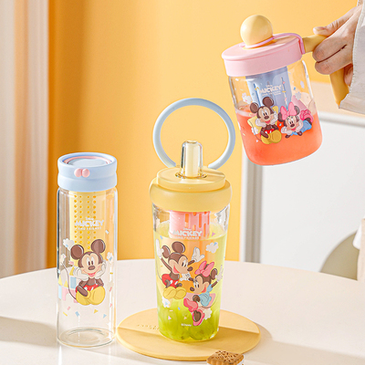 卡通玻璃杯带盖茶水分离高硼硅