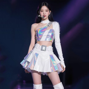 韩国女团同款酒吧gogo与时代共舞蹈爵士白色拼套装商演打歌演出服