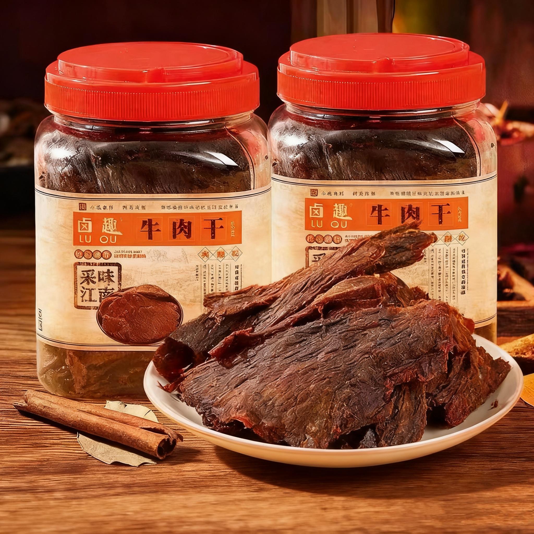 卤趣五香香辣味牛肉干250g温州特产大片正宗风干黄牛肉休闲零食