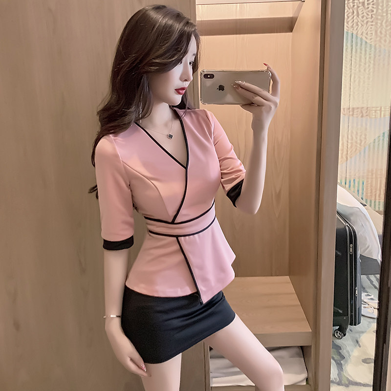 桑拿足浴工作服2023秋冬按摩spa性感气质沐足工衣足疗女技师衣服