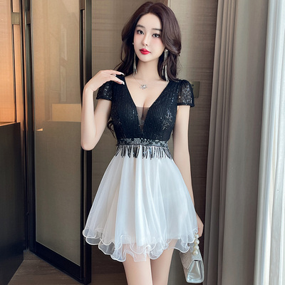 夜总连衣裙子女蕾丝性感气质足浴技师工作服柔式spa夜场上班衣服