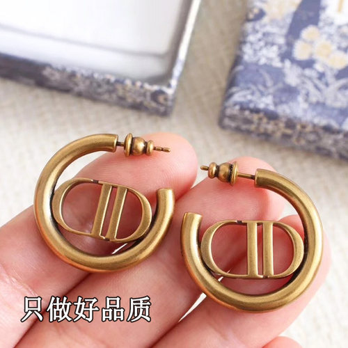 新款复古做旧铜色圆形CD耳圈女简约百搭小众设计气质高级感CD耳环