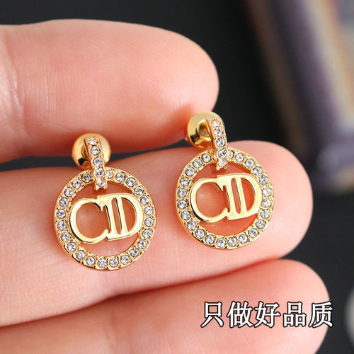 新款圆形钻CD小耳钉复古做旧高级感耳环时尚百搭小众设计轻奢耳饰