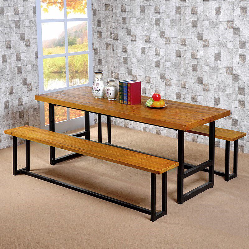 欧式铁艺实木桌椅组合主题餐厅餐桌子咖啡厅桌椅组合会议桌餐桌u.