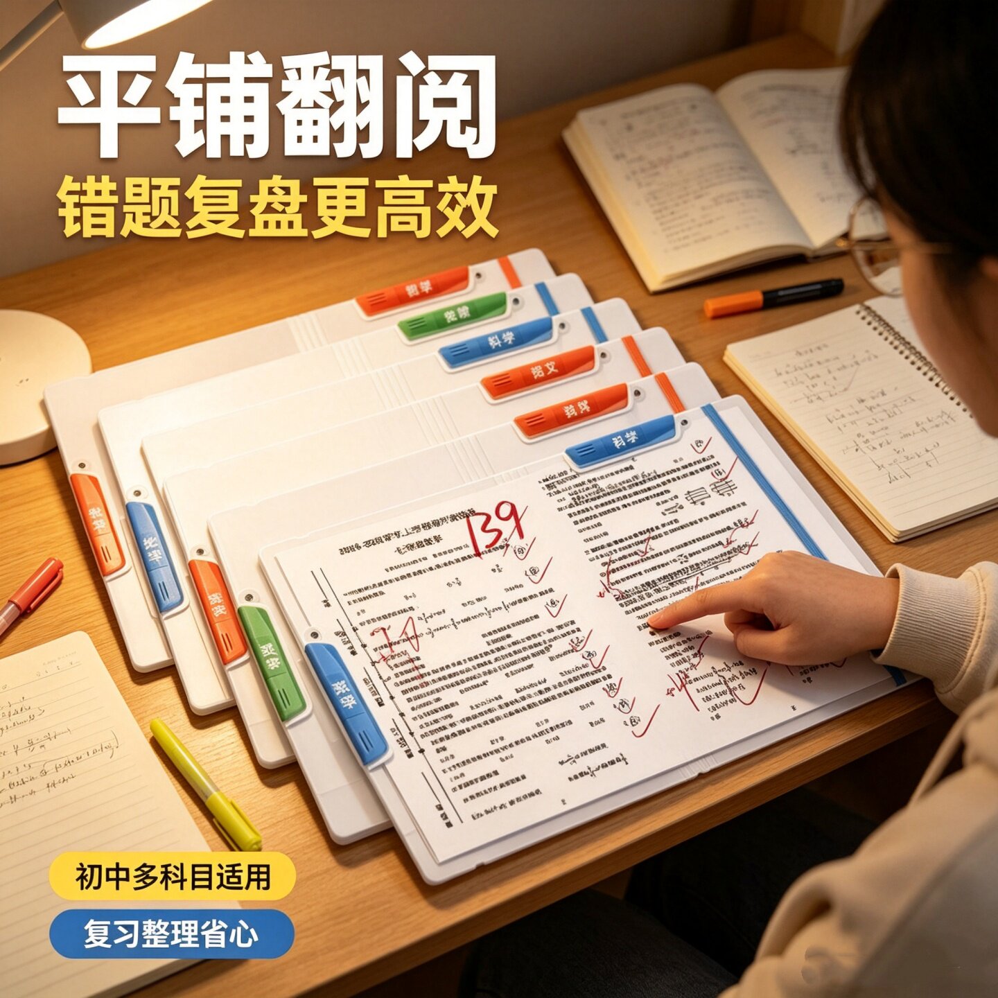 试卷资料整理夹双拉杆A3深色复古试卷夹收纳袋绑带文件夹学生专用