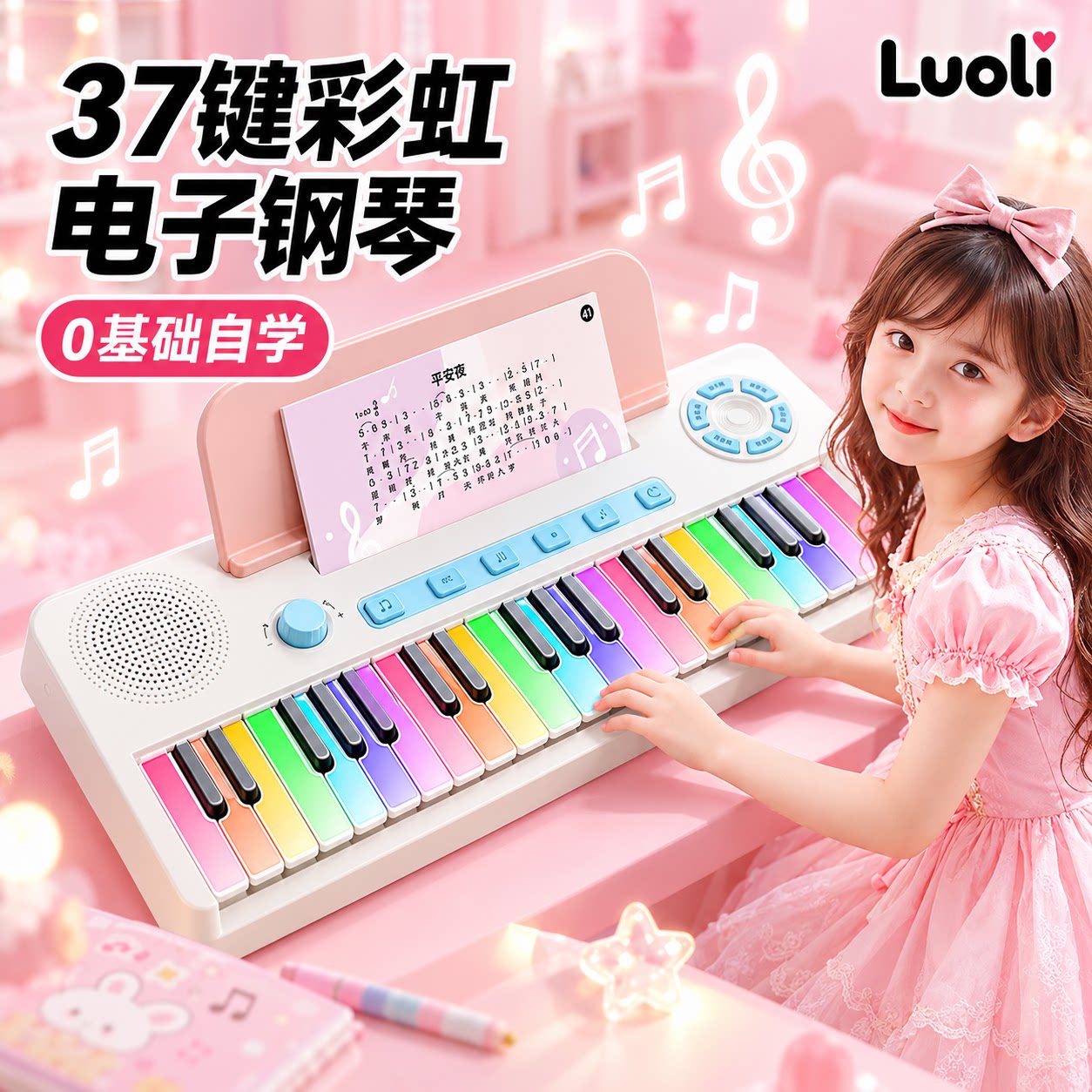 彩虹电子琴儿童钢琴玩具初学入门