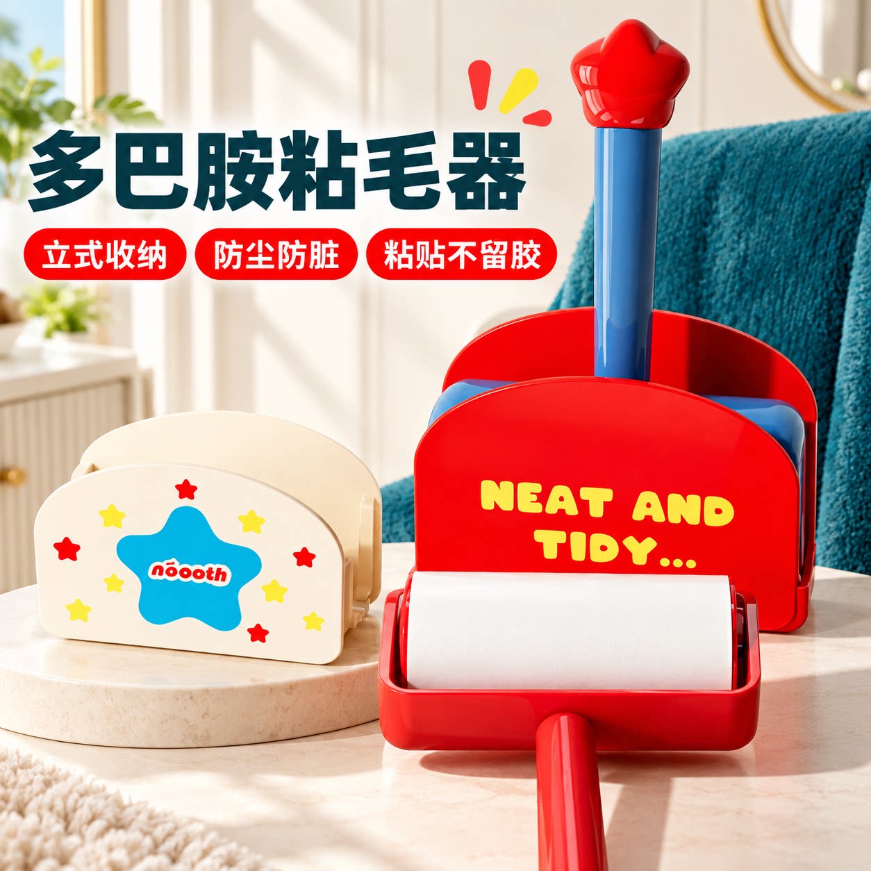 除尘滚筒粘毛器粘毛纸可撕式衣物床上毛发灰尘清洁家用替换纸宠物