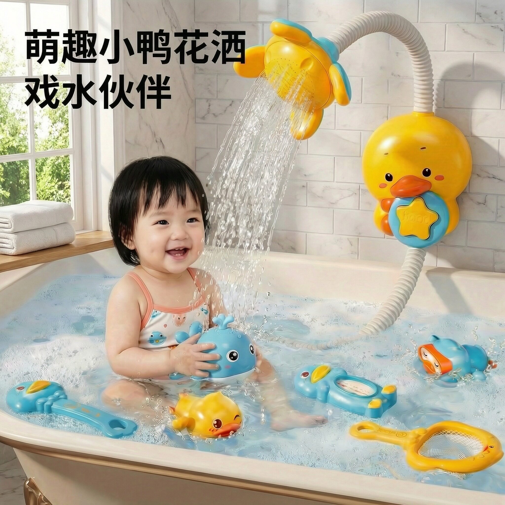 2026新款小黄鸭洗澡花洒戏水玩具