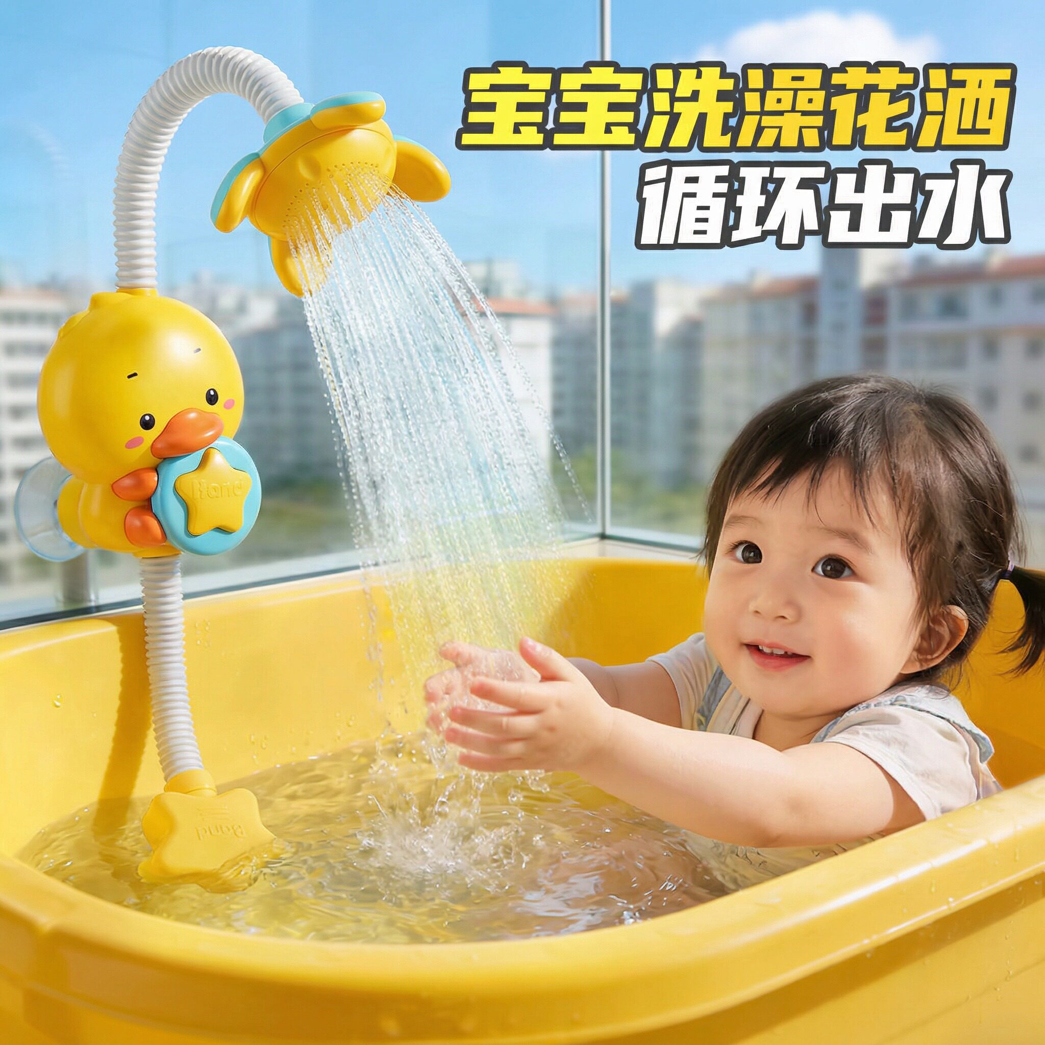 2026新款小黄鸭洗澡花洒戏水玩具