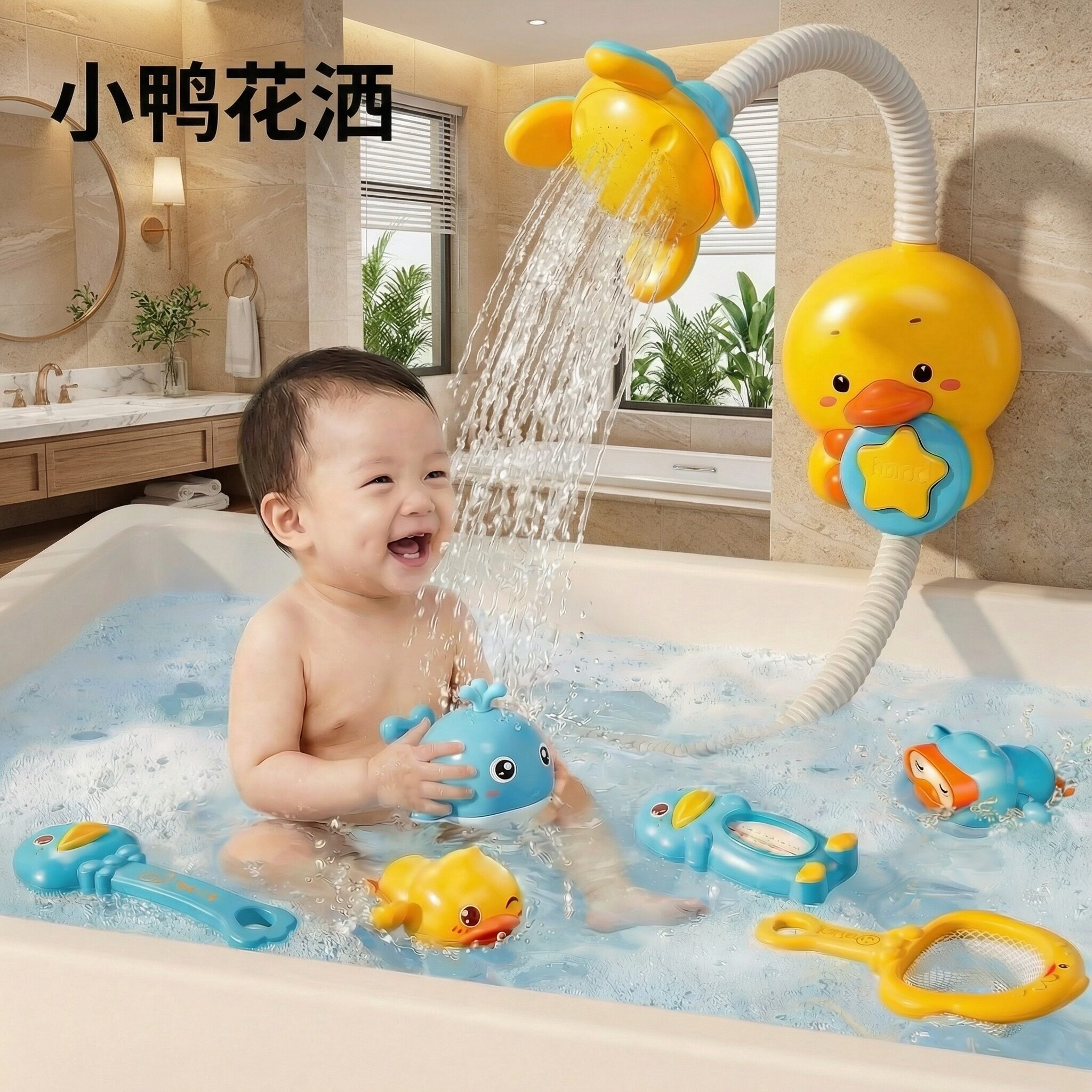 2026新款小黄鸭洗澡花洒戏水玩具