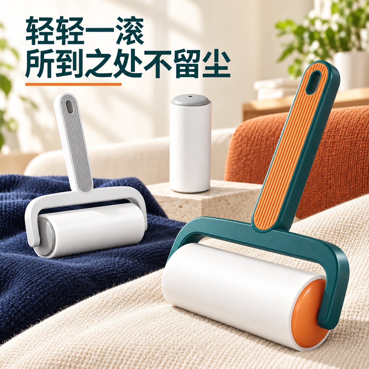 粘毛器神器替换纸滚刷床上清理粘头发粘地板强力卷纸手柄衣服除尘