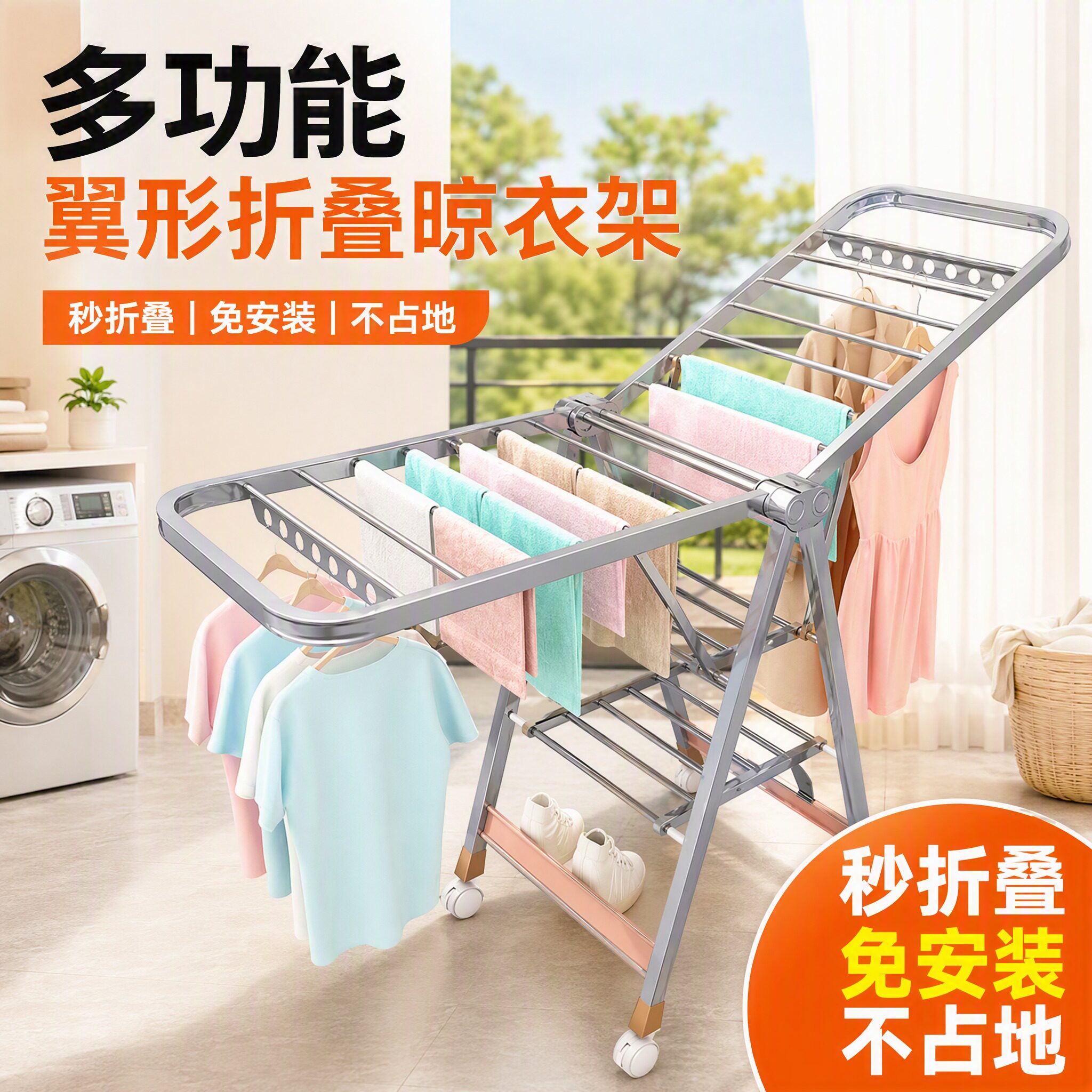 多功能折叠晾衣挂衣架晒被子神器