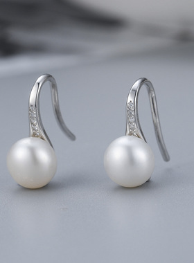 日系coss koko新款s925银高跟鞋耳环时尚微镶锆石淡水珍珠耳钉耳