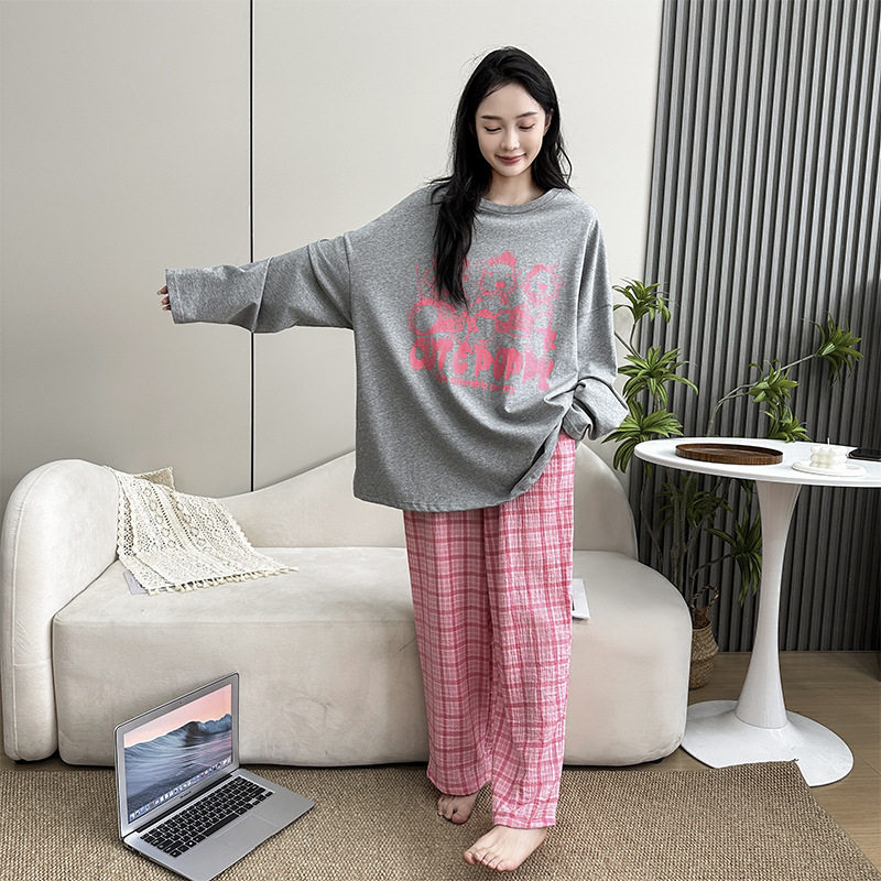 日系cherrykoko棉显瘦睡衣舒适减龄加大加肥胖mm大码宽松可外穿