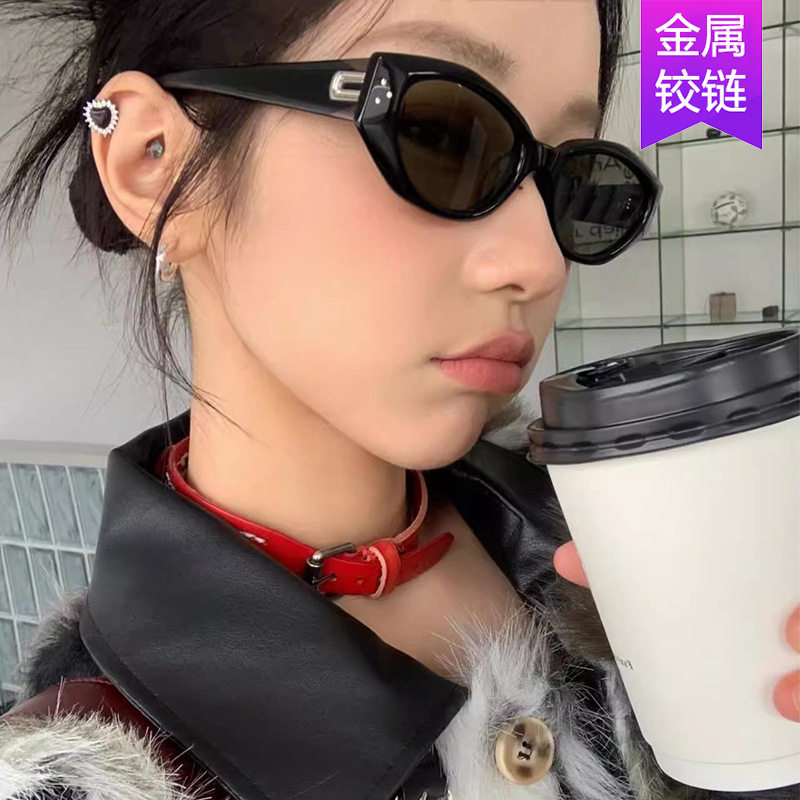 日系coss koko米钉不规则太阳镜新款墨镜猫眼女防紫外线太阳眼镜