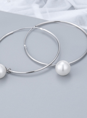 日系coss koko珍珠耳环s925银时尚圆形耳勾耳钉diy空托