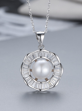 日系coss koko时尚s925银珍珠吊坠女镶钻项链锁骨链diy配件